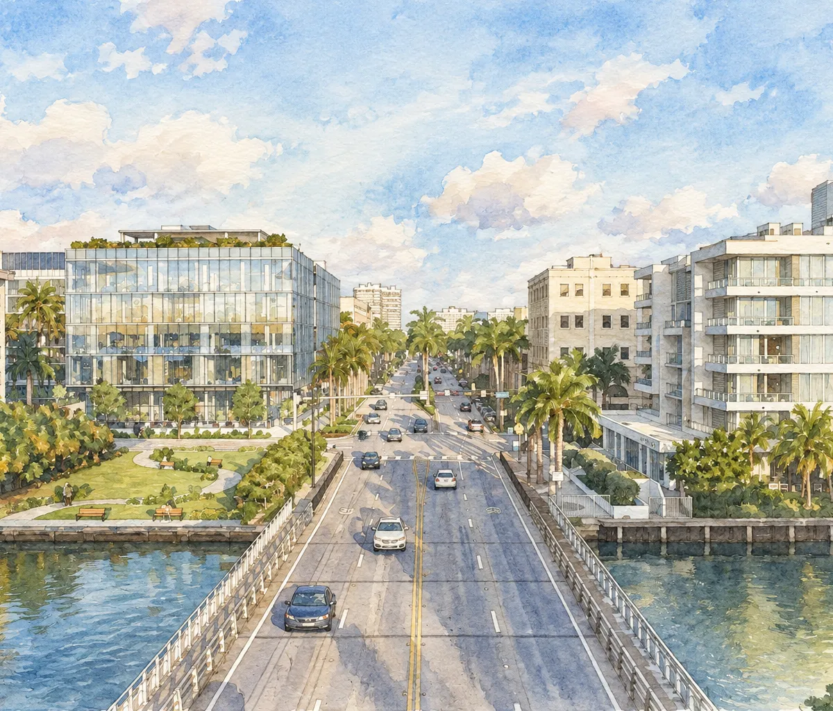 Illustration based on a photo, Bay Harbor Islands
