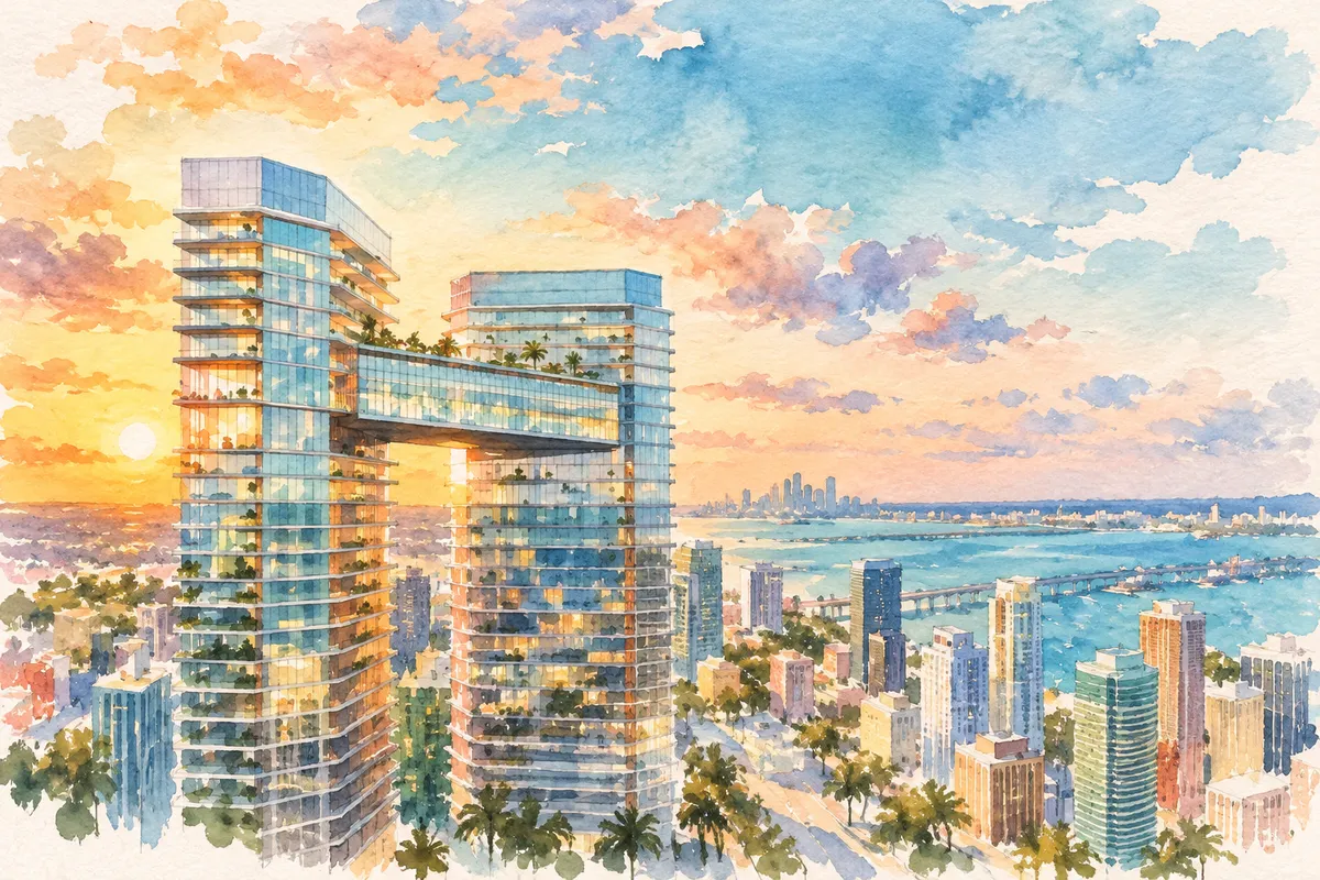 Illustration based on a photo, Downtown Miami