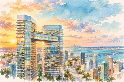 Illustration based on a photo, Downtown Miami