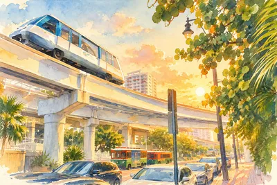 Illustration based on a photo, Downtown Miami
