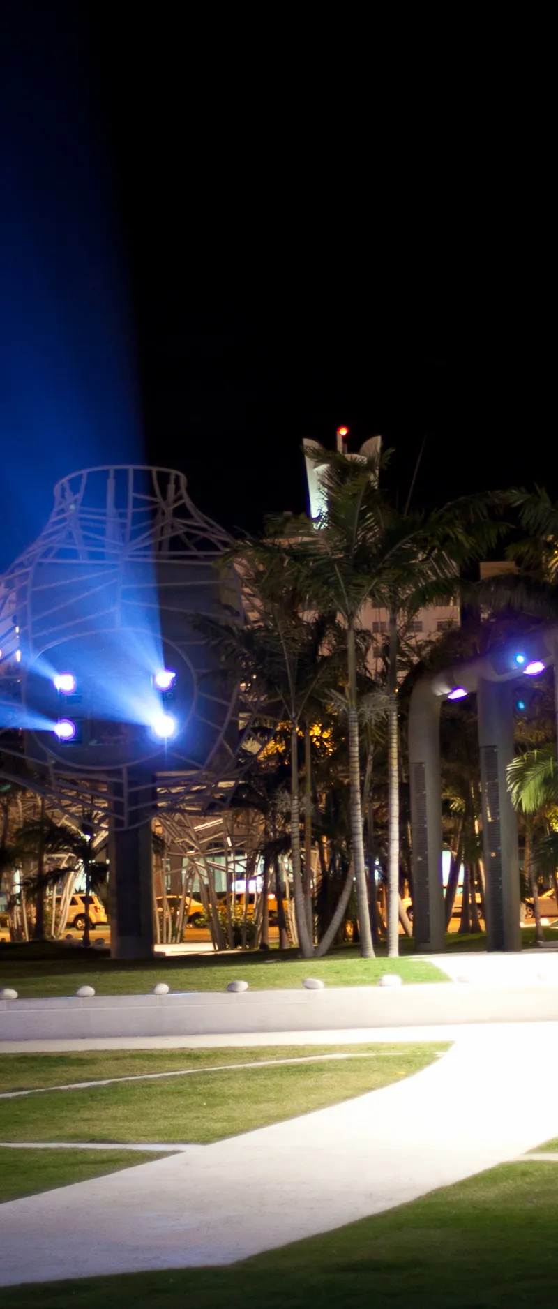 SoundScape Park outside New World Center at night in 2011