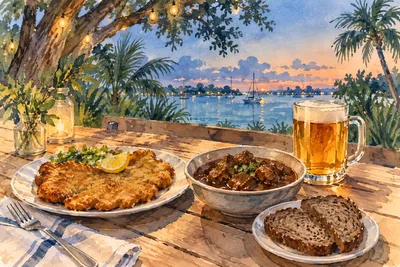 Illustration: outdoor dining and sidewalk café tables, North Miami
