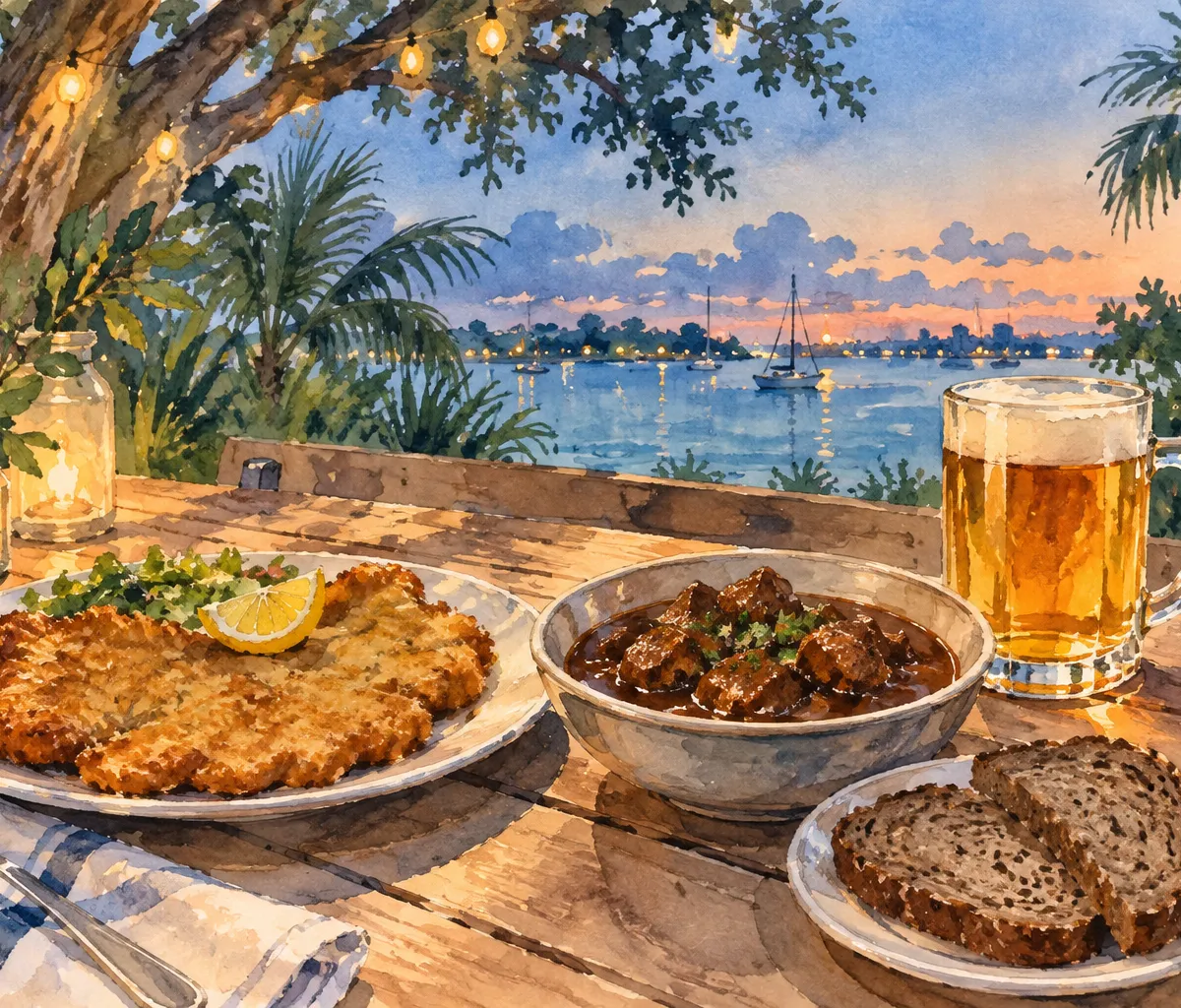 Illustration: outdoor dining and sidewalk café tables, North Miami
