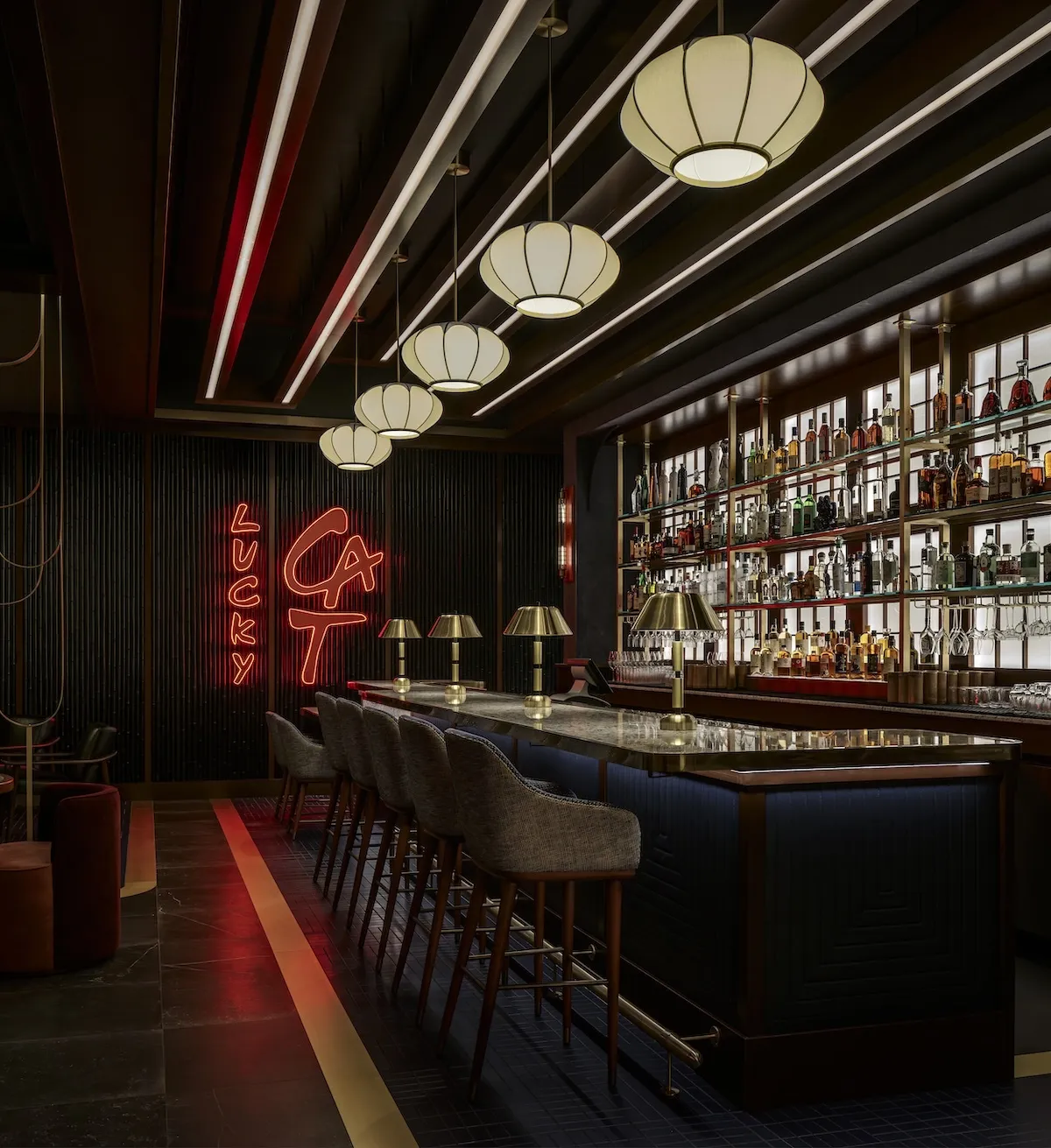 Archive January 2024 photo of original Lucky Cat Miami interior. Does not show the redesigned Steak room.