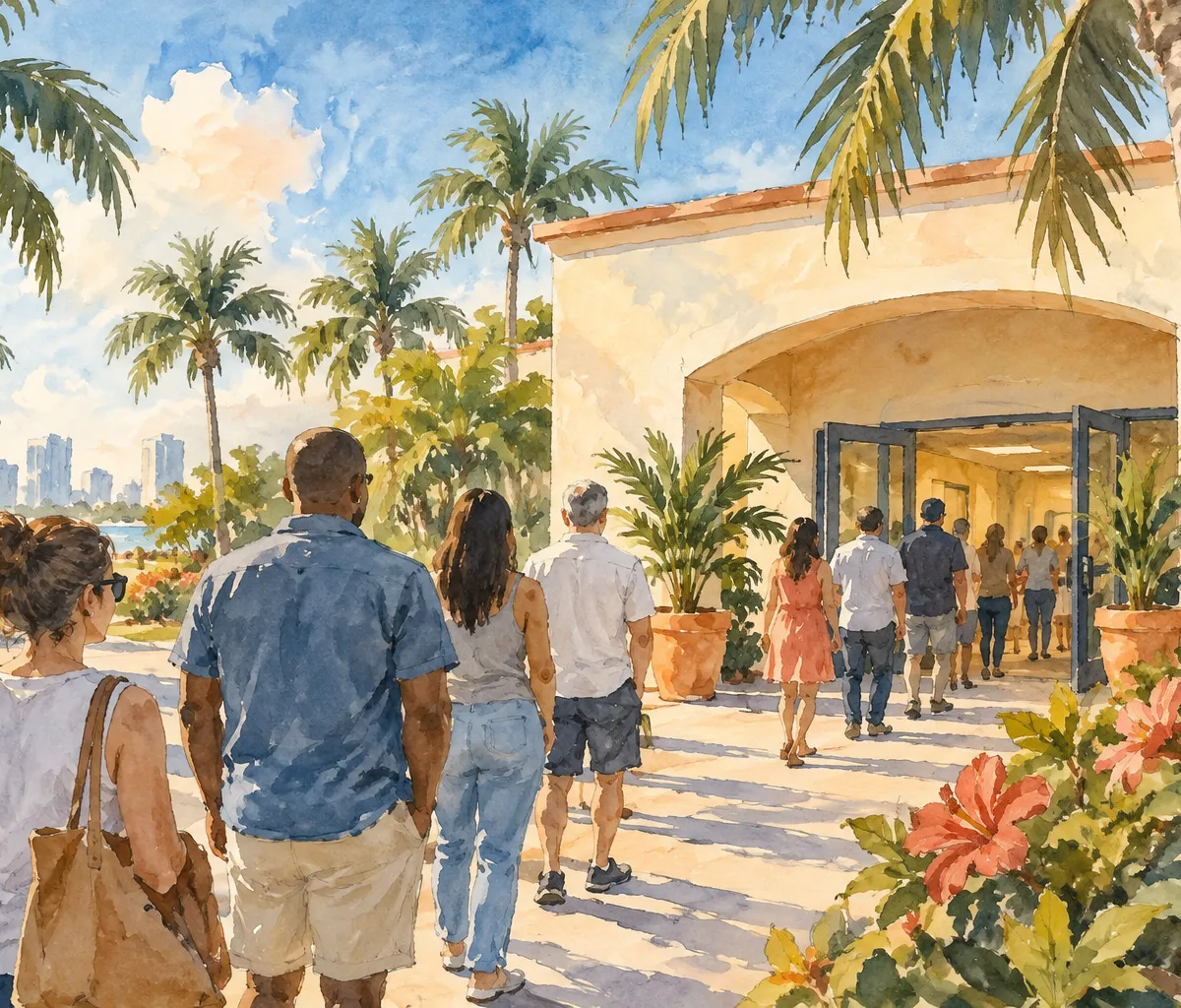 Illustration: waterfront shoreline and bay view, Miami-Dade