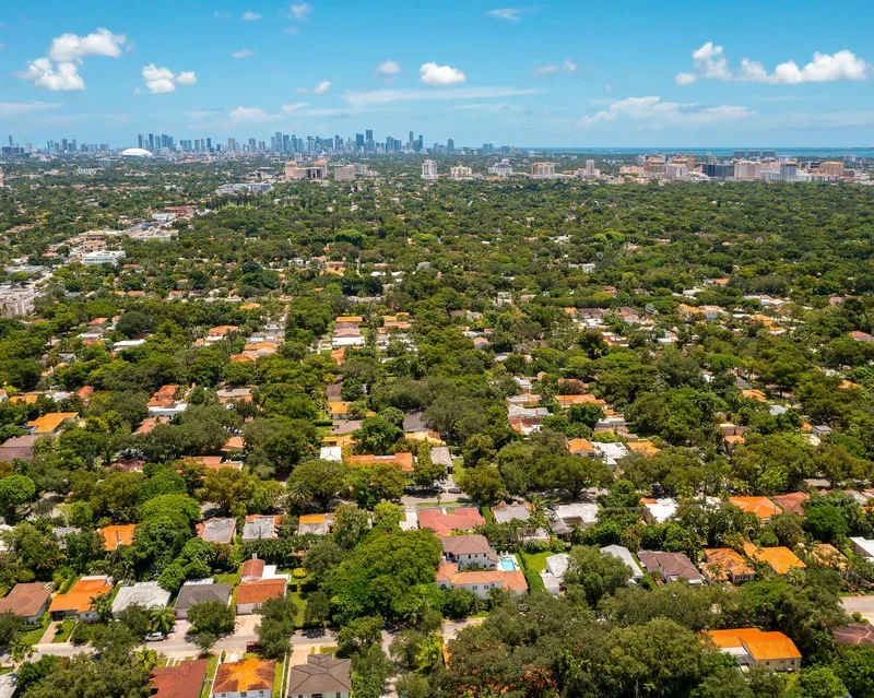Coral Gables neighborhood aerial; not county-wide tax outcome.