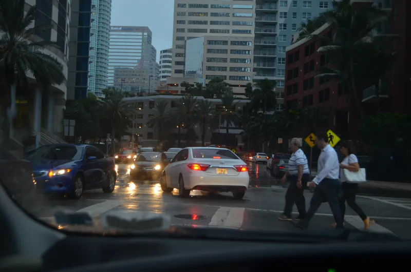 Tide water covering a street in Brickell