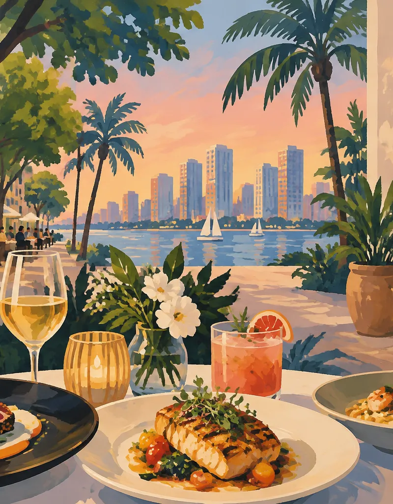 AI-generated illustration for “Miami Spice runs through October 31. Try these three weekday options.”