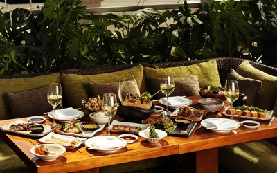 An outdoor dining table at Zuma Miami, shown in its official tourism listing. Venue context; pictured spread is not promised as the current Miami Spice menu.