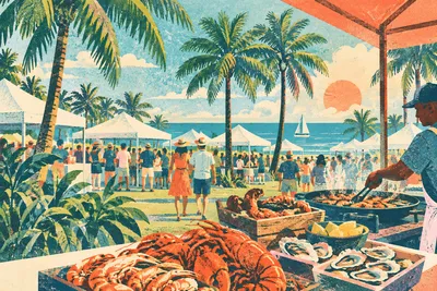 Illustration of the South Beach Seafood Festival at lummus park