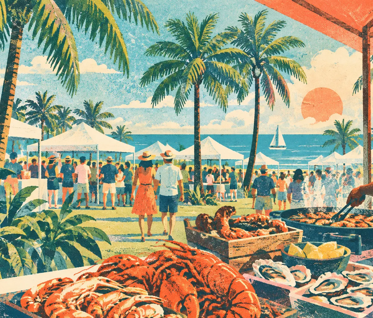 Illustration of the South Beach Seafood Festival at lummus park
