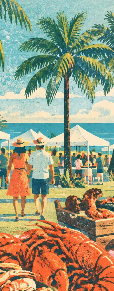 Illustration of the South Beach Seafood Festival at lummus park