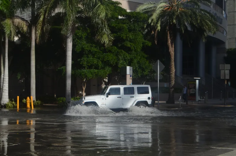 Tidal flooding on a Miami street