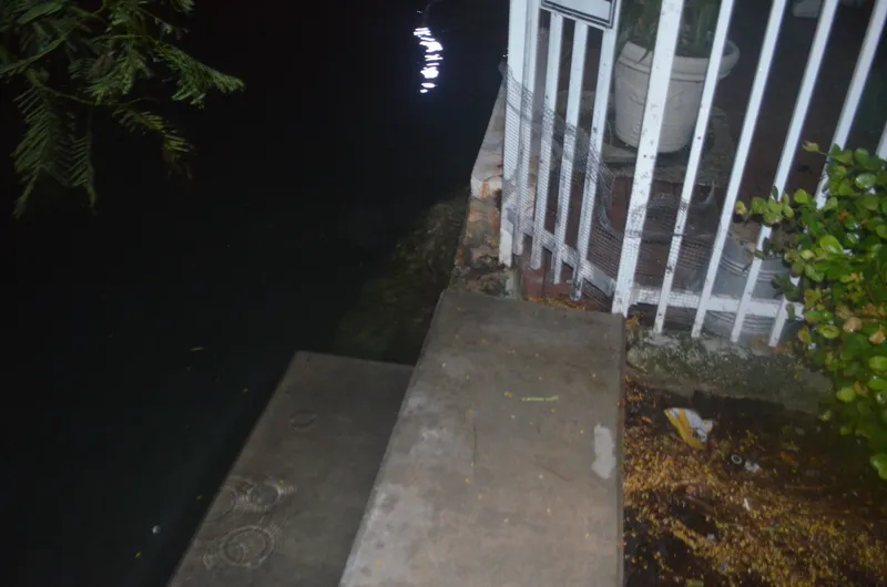 Bay water at the top of a Miami Beach seawall during a 2016 king tide